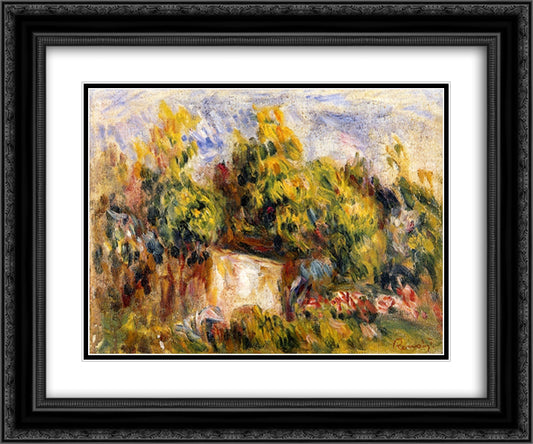 Landscape with Cabin 24x20 Black Ornate Wood Framed Art Print Poster with Double Matting by Renoir, Pierre Auguste