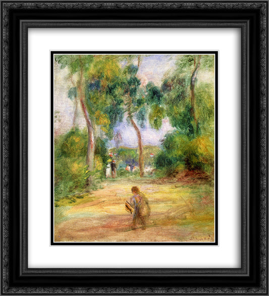 Landscape with Figures 20x22 Black Ornate Wood Framed Art Print Poster with Double Matting by Renoir, Pierre Auguste