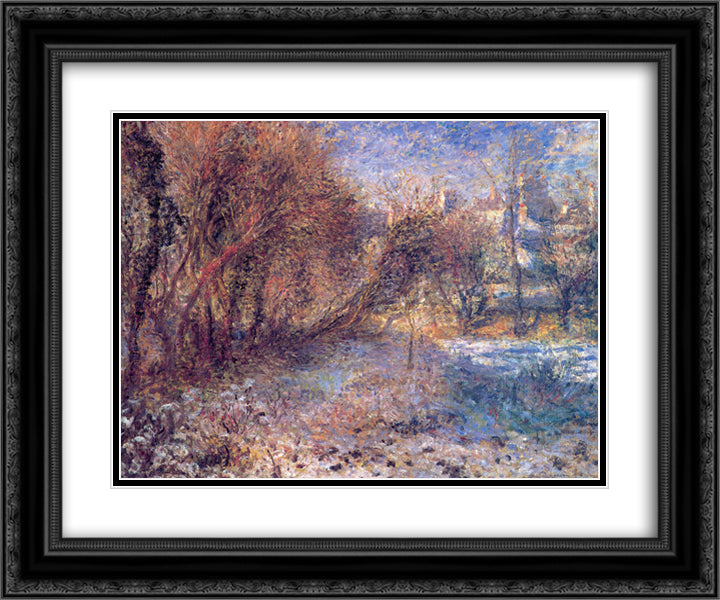 Landscape with Snow 24x20 Black Ornate Wood Framed Art Print Poster with Double Matting by Renoir, Pierre Auguste