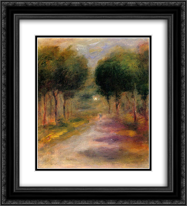 Landscape with Trees 20x22 Black Ornate Wood Framed Art Print Poster with Double Matting by Renoir, Pierre Auguste