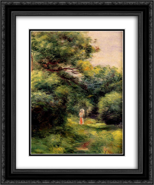 Lane in the Woods 20x24 Black Ornate Wood Framed Art Print Poster with Double Matting by Renoir, Pierre Auguste