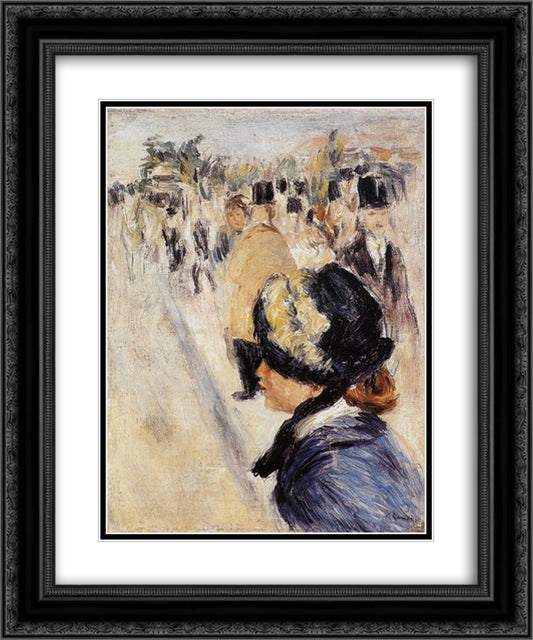 Le Place Clichy 20x24 Black Ornate Wood Framed Art Print Poster with Double Matting by Renoir, Pierre Auguste