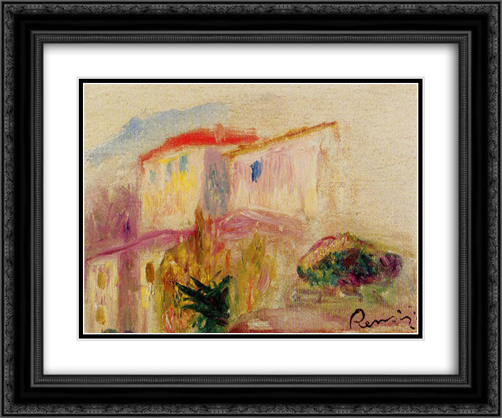 Le Poste at Cagnes (study) 24x20 Black Ornate Wood Framed Art Print Poster with Double Matting by Renoir, Pierre Auguste