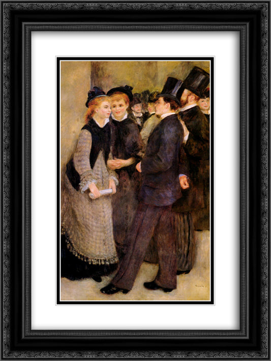 Leaving the Conservatoire 18x24 Black Ornate Wood Framed Art Print Poster with Double Matting by Renoir, Pierre Auguste