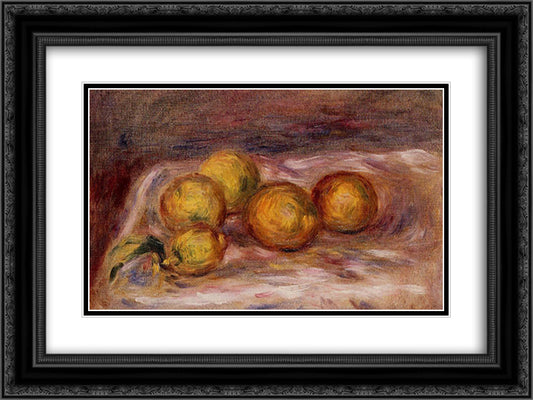 Lemons 24x18 Black Ornate Wood Framed Art Print Poster with Double Matting by Renoir, Pierre Auguste