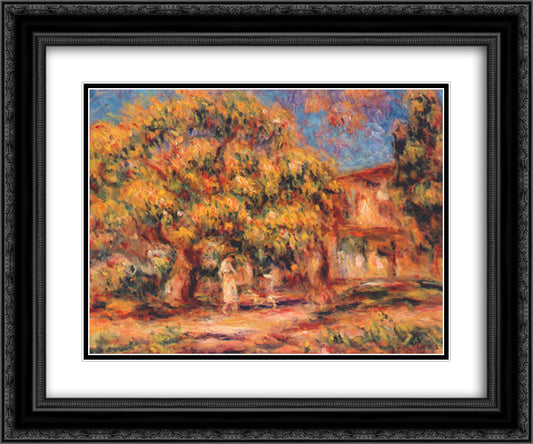 Lime Tree and Farmhouse 24x20 Black Ornate Wood Framed Art Print Poster with Double Matting by Renoir, Pierre Auguste