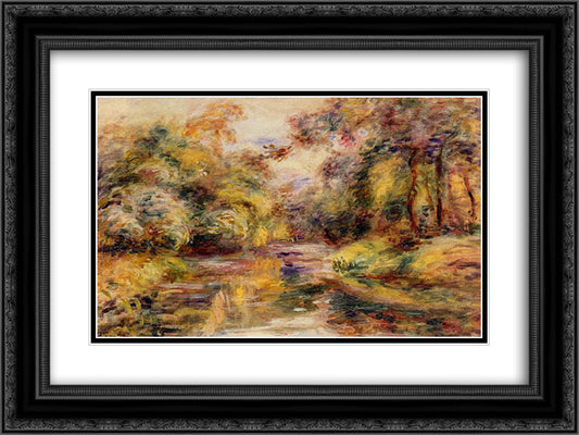 Little River 24x18 Black Ornate Wood Framed Art Print Poster with Double Matting by Renoir, Pierre Auguste