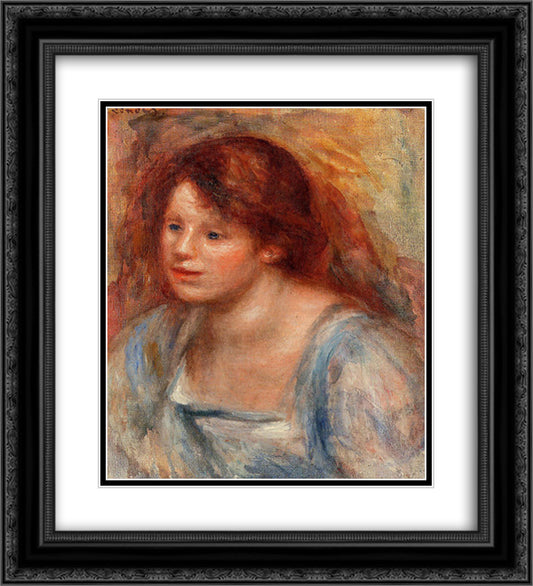 Lucienne 20x22 Black Ornate Wood Framed Art Print Poster with Double Matting by Renoir, Pierre Auguste