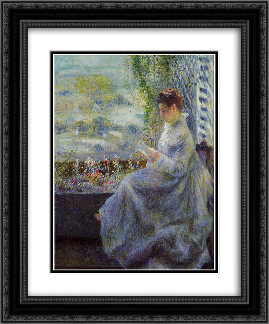 Madame Chocquet Reading 20x24 Black Ornate Wood Framed Art Print Poster with Double Matting by Renoir, Pierre Auguste