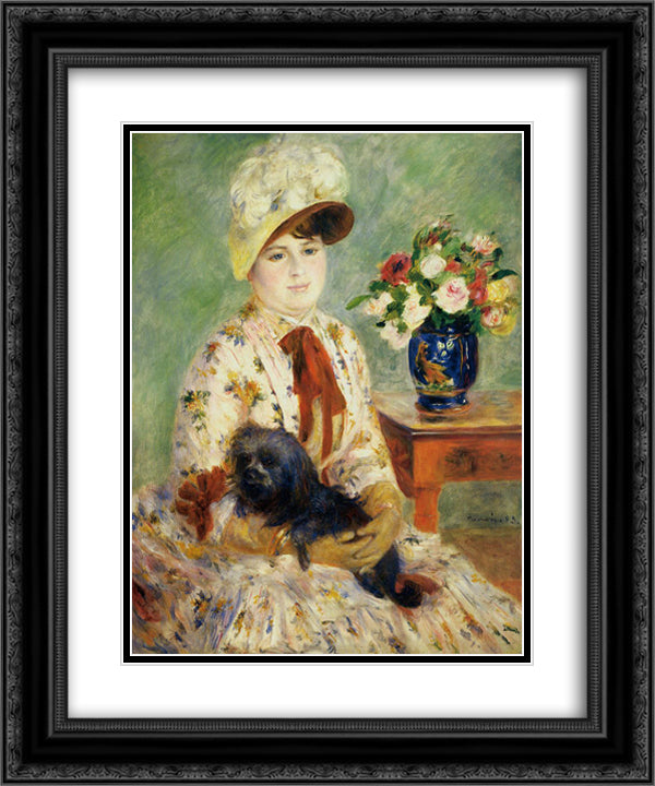 Madame Hagen 20x24 Black Ornate Wood Framed Art Print Poster with Double Matting by Renoir, Pierre Auguste