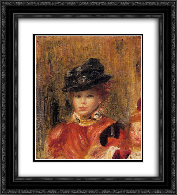 Madame Le Brun and Her Daughter 20x22 Black Ornate Wood Framed Art Print Poster with Double Matting by Renoir, Pierre Auguste