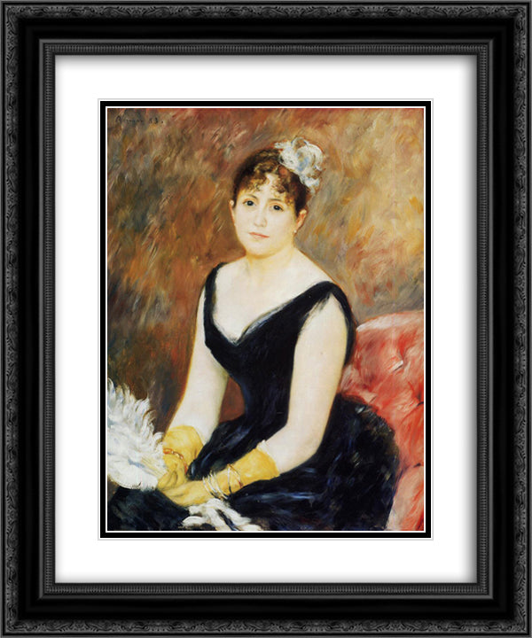 Madame Leon Clapisson (Marie Henriette Valentine Billet) 20x24 Black Ornate Wood Framed Art Print Poster with Double Matting by Renoir, Pierre Auguste