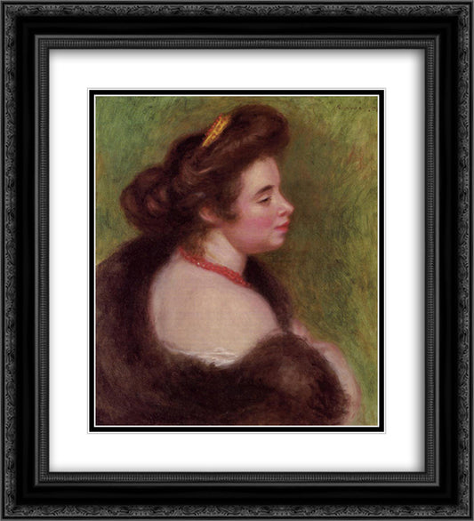 Madame Maurice Denis nee Jeanne Boudot 20x22 Black Ornate Wood Framed Art Print Poster with Double Matting by Renoir, Pierre Auguste