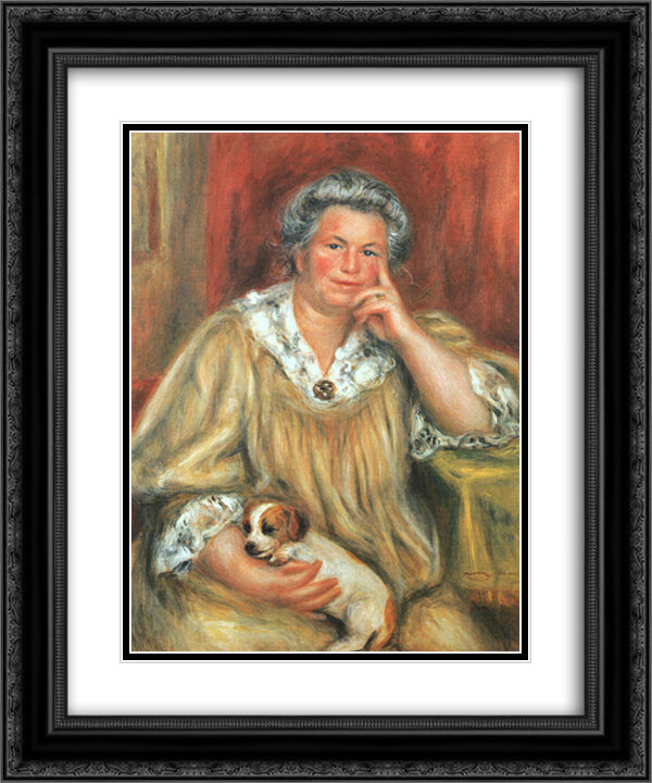 Madame Renoir and Bob 20x24 Black Ornate Wood Framed Art Print Poster with Double Matting by Renoir, Pierre Auguste