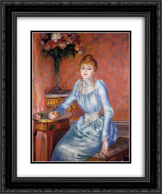 Madame Robert de Bonnieres 20x24 Black Ornate Wood Framed Art Print Poster with Double Matting by Renoir, Pierre Auguste