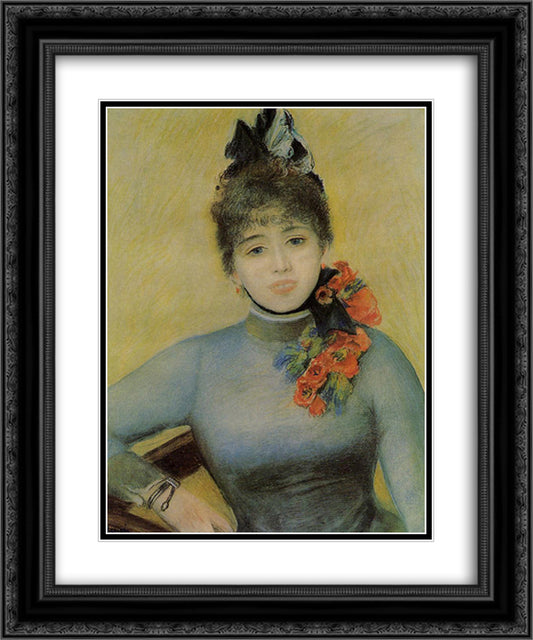 Madame Severine 20x24 Black Ornate Wood Framed Art Print Poster with Double Matting by Renoir, Pierre Auguste