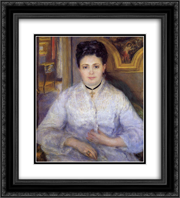 Madame Victor Chocquet 20x22 Black Ornate Wood Framed Art Print Poster with Double Matting by Renoir, Pierre Auguste