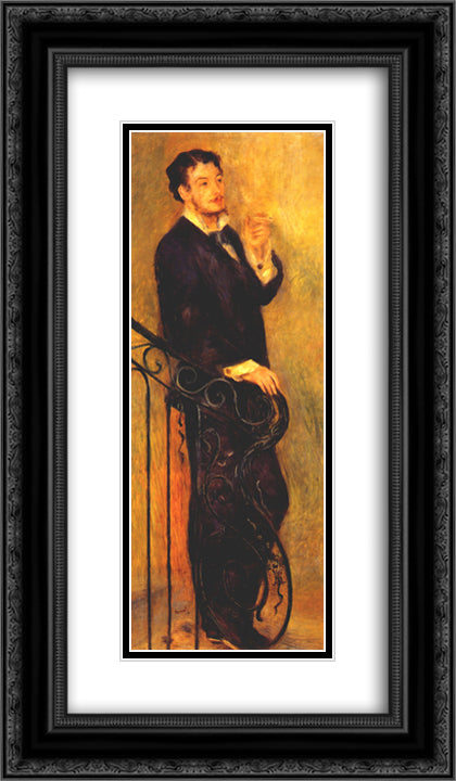 Man on a Staircase 14x24 Black Ornate Wood Framed Art Print Poster with Double Matting by Renoir, Pierre Auguste