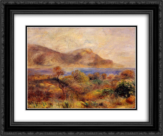 Mediteranean Landscape 24x20 Black Ornate Wood Framed Art Print Poster with Double Matting by Renoir, Pierre Auguste