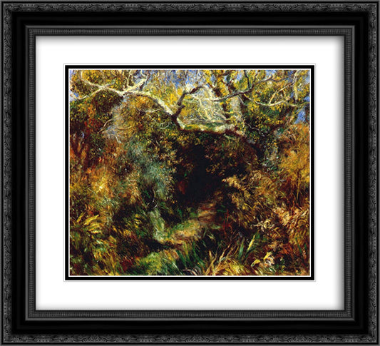 Mediterranean landscape 22x20 Black Ornate Wood Framed Art Print Poster with Double Matting by Renoir, Pierre Auguste