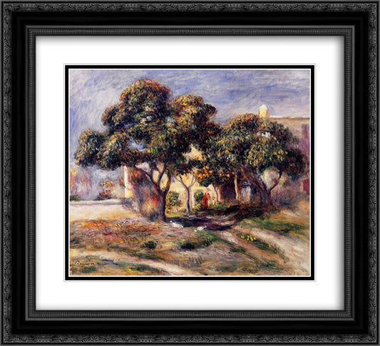 Medlar Trees, Cagnes 22x20 Black Ornate Wood Framed Art Print Poster with Double Matting by Renoir, Pierre Auguste