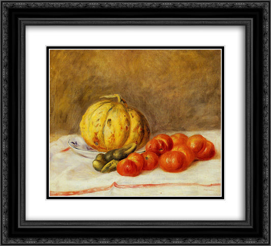 Melon and Tomatos 22x20 Black Ornate Wood Framed Art Print Poster with Double Matting by Renoir, Pierre Auguste