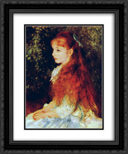 Mlle Irene Cahen d'Anvers 20x24 Black Ornate Wood Framed Art Print Poster with Double Matting by Renoir, Pierre Auguste