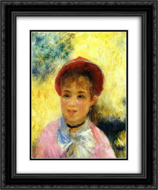 Modele from the Moulin de la Galette 20x24 Black Ornate Wood Framed Art Print Poster with Double Matting by Renoir, Pierre Auguste