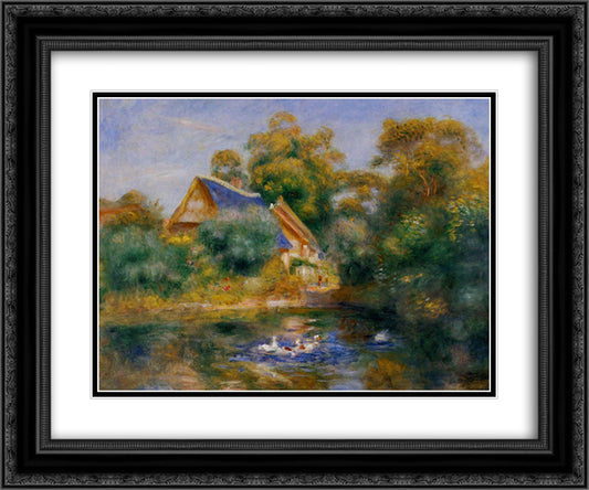 Mother Goose 24x20 Black Ornate Wood Framed Art Print Poster with Double Matting by Renoir, Pierre Auguste