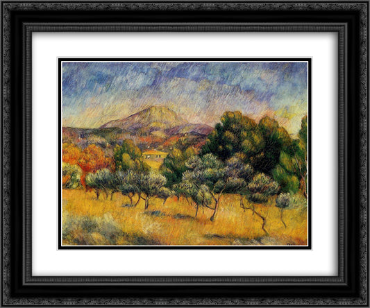 Mount Sainte Victoire 24x20 Black Ornate Wood Framed Art Print Poster with Double Matting by Renoir, Pierre Auguste