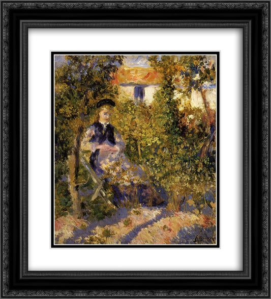 Nini in the Garden 20x22 Black Ornate Wood Framed Art Print Poster with Double Matting by Renoir, Pierre Auguste