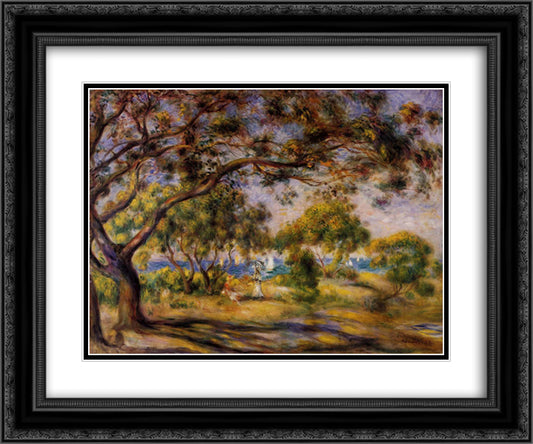 Noirmoutiers 24x20 Black Ornate Wood Framed Art Print Poster with Double Matting by Renoir, Pierre Auguste
