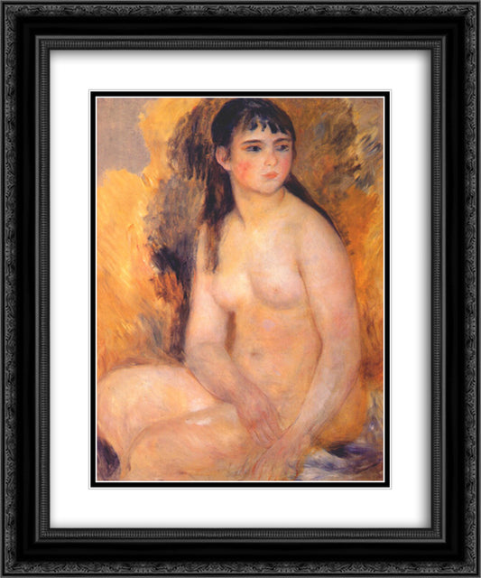 Nude 20x24 Black Ornate Wood Framed Art Print Poster with Double Matting by Renoir, Pierre Auguste