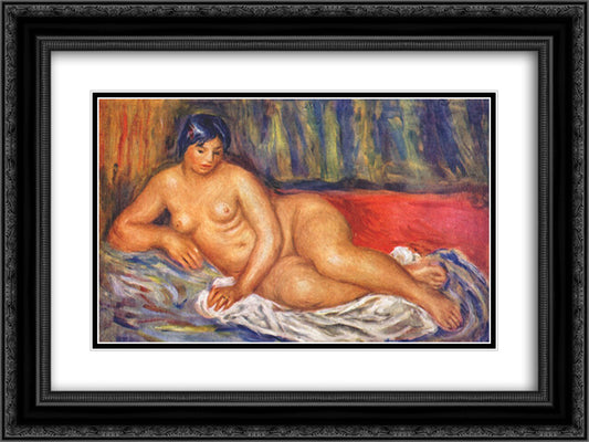 Nude girl reclining 24x18 Black Ornate Wood Framed Art Print Poster with Double Matting by Renoir, Pierre Auguste