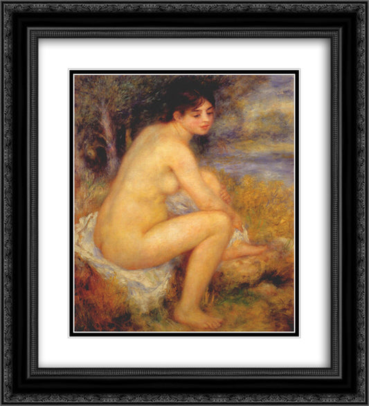 Nude in a landscape 20x22 Black Ornate Wood Framed Art Print Poster with Double Matting by Renoir, Pierre Auguste