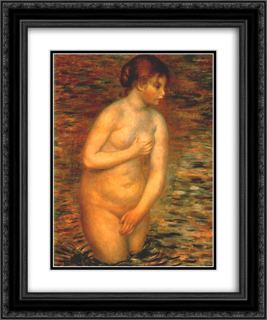 Nude in the water 20x24 Black Ornate Wood Framed Art Print Poster with Double Matting by Renoir, Pierre Auguste