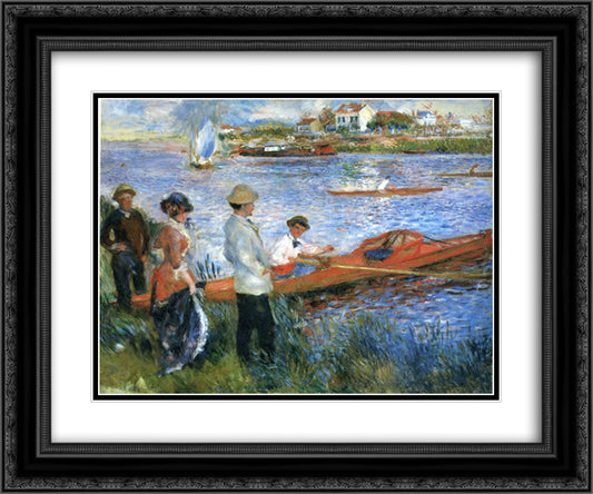 Oarsmen at Chatou 24x20 Black Ornate Wood Framed Art Print Poster with Double Matting by Renoir, Pierre Auguste