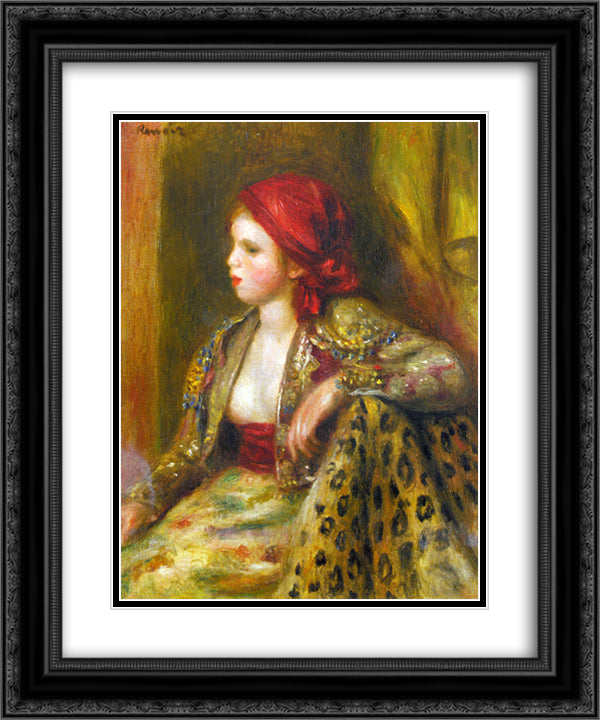 Odalisque 20x24 Black Ornate Wood Framed Art Print Poster with Double Matting by Renoir, Pierre Auguste