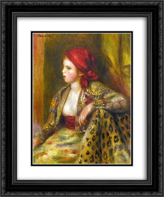 Odalisque 20x24 Black Ornate Wood Framed Art Print Poster with Double Matting by Renoir, Pierre Auguste