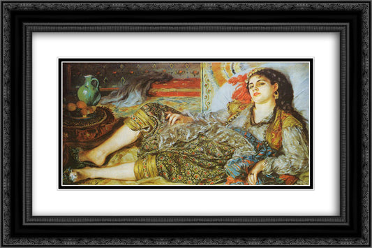 Odalisque (An Algerian Woman) 24x16 Black Ornate Wood Framed Art Print Poster with Double Matting by Renoir, Pierre Auguste