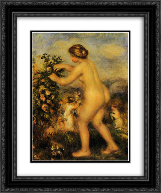 Ode to Flowers (after Anacreon) 20x24 Black Ornate Wood Framed Art Print Poster with Double Matting by Renoir, Pierre Auguste