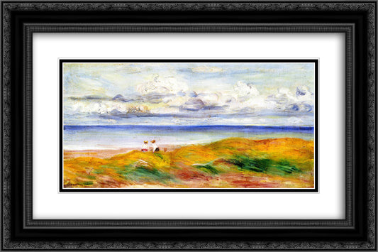 On a Cliff 24x16 Black Ornate Wood Framed Art Print Poster with Double Matting by Renoir, Pierre Auguste