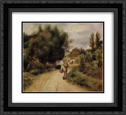 On the Banks of the River 22x20 Black Ornate Wood Framed Art Print Poster with Double Matting by Renoir, Pierre Auguste