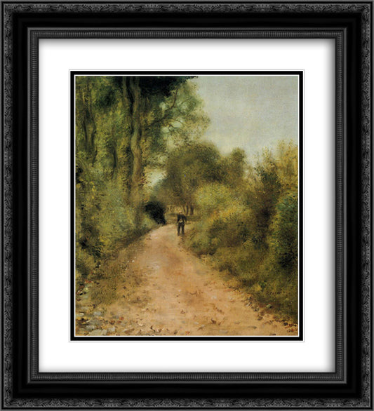 On the Path 20x22 Black Ornate Wood Framed Art Print Poster with Double Matting by Renoir, Pierre Auguste