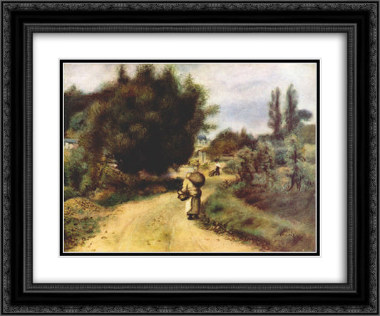 On the river banks 24x20 Black Ornate Wood Framed Art Print Poster with Double Matting by Renoir, Pierre Auguste