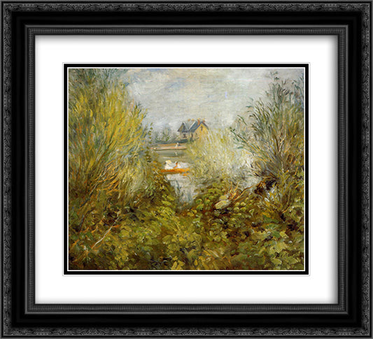 On the Seine, near Argenteuil 22x20 Black Ornate Wood Framed Art Print Poster with Double Matting by Renoir, Pierre Auguste