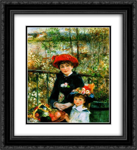 On the terrace 20x22 Black Ornate Wood Framed Art Print Poster with Double Matting by Renoir, Pierre Auguste