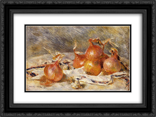 Onions 24x18 Black Ornate Wood Framed Art Print Poster with Double Matting by Renoir, Pierre Auguste