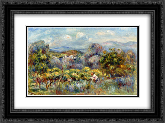 Orange Trees 24x18 Black Ornate Wood Framed Art Print Poster with Double Matting by Renoir, Pierre Auguste
