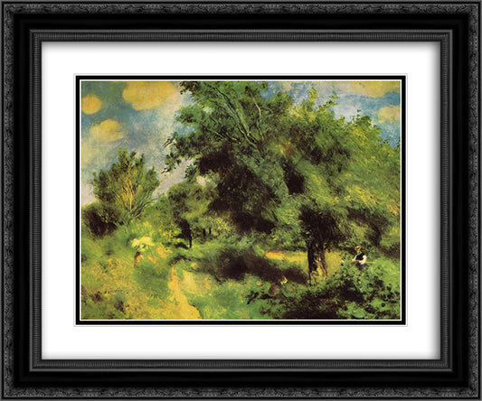 Orchard at Louveciennes the English Pear Tree 24x20 Black Ornate Wood Framed Art Print Poster with Double Matting by Renoir, Pierre Auguste